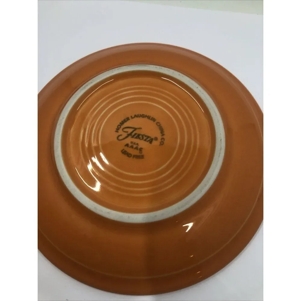 FIESTA WARE Tangerine Orange FLAT TEACUP AND SAUCER